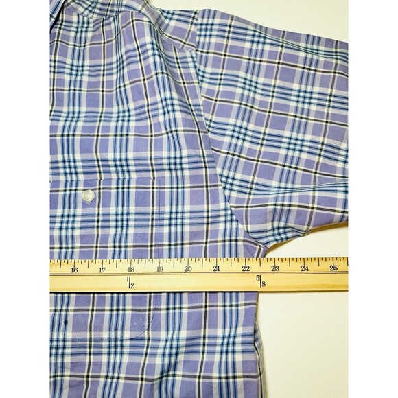 Wrangler George Strait Western‎ Purple Plaid Short Sleeve Button Up Men's MEDIUM - Picture 8 of 8